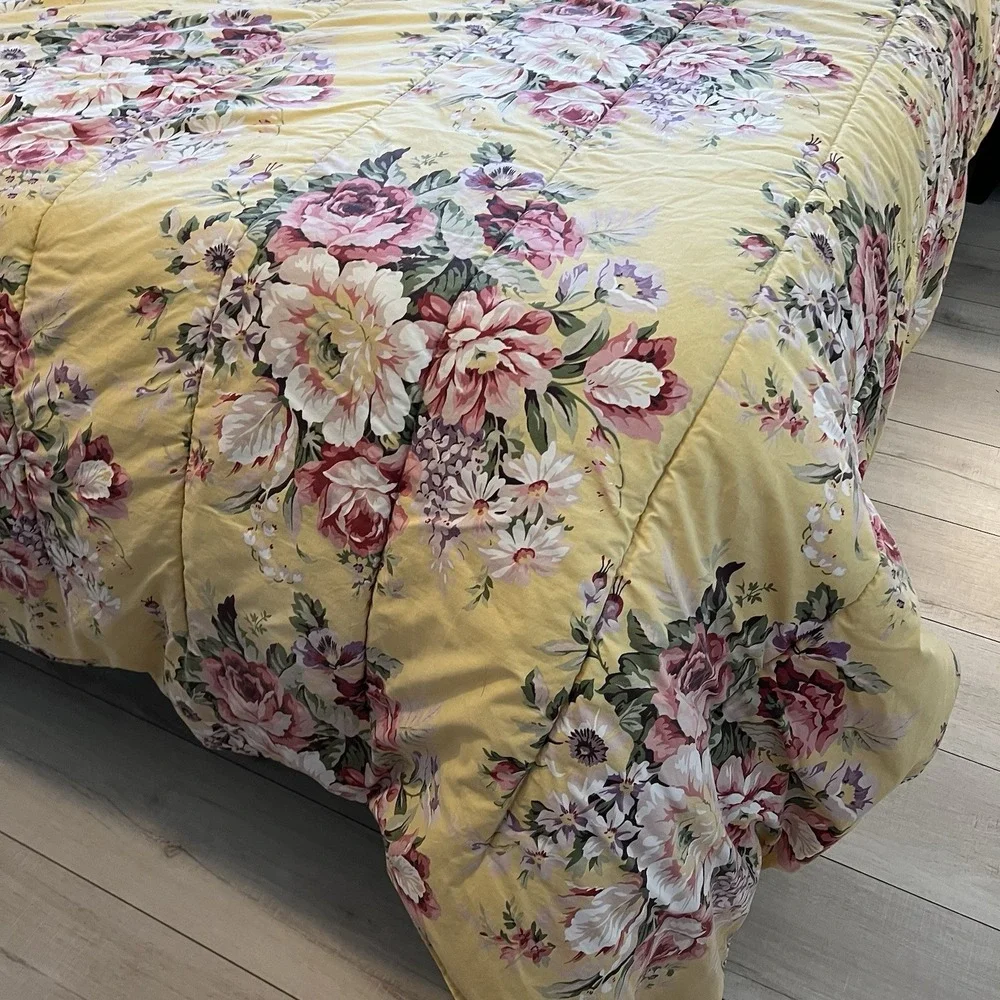 Vtg Ralph Lauren Sophie Brooke Quilted Queen Comforter Cabbage Rose